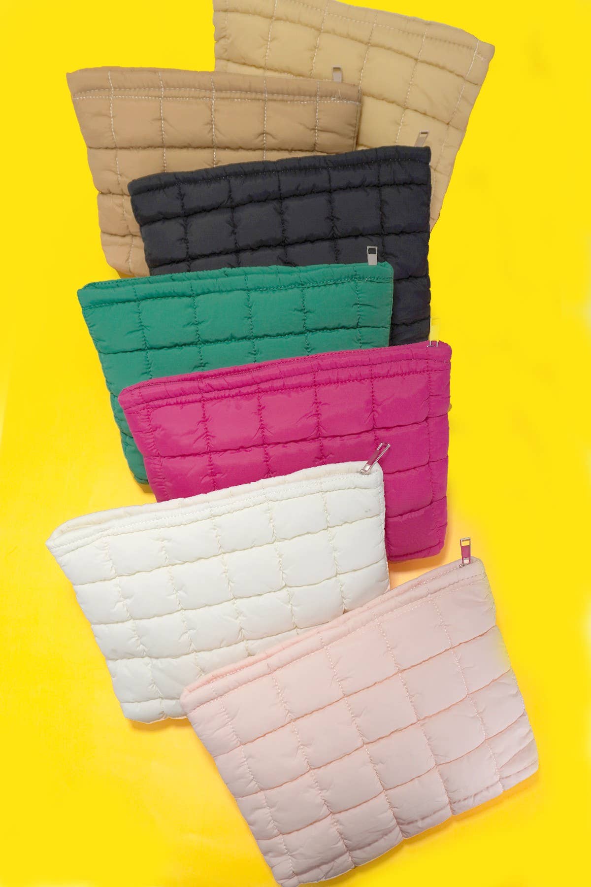 QUILTED PUFFY COSMETIC MAKEUP POUCH CLUTCH BAG | 40P538 - Ember Boutique