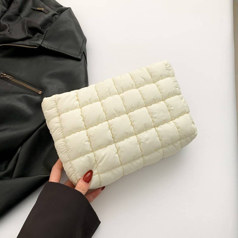 QUILTED PUFFY COSMETIC MAKEUP POUCH CLUTCH BAG | 40P538 - Ember Boutique