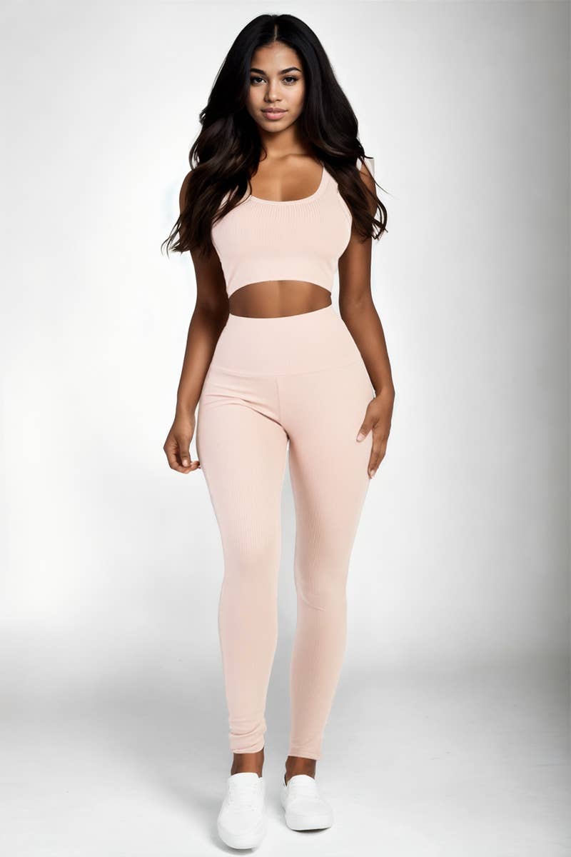 Ribbed Crop Top & Leggings Set - Ember Boutique