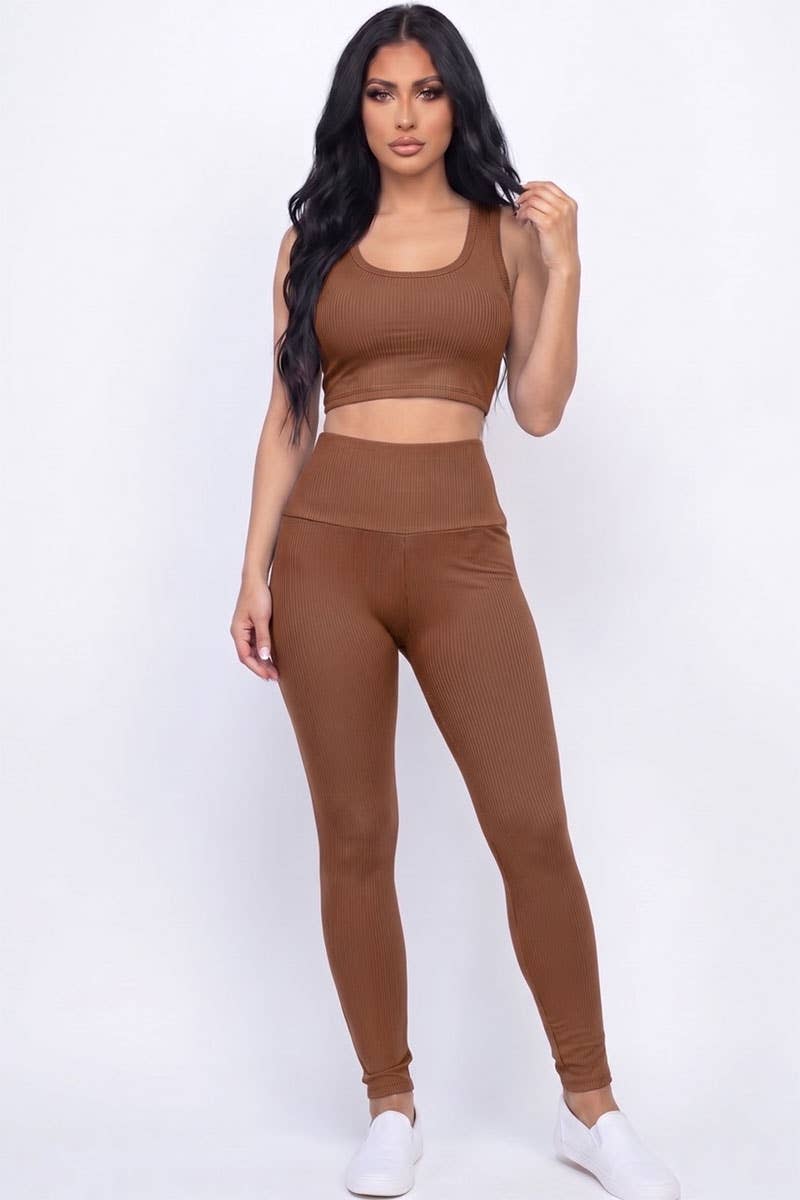 Ribbed Crop Top & Leggings Set - Ember Boutique