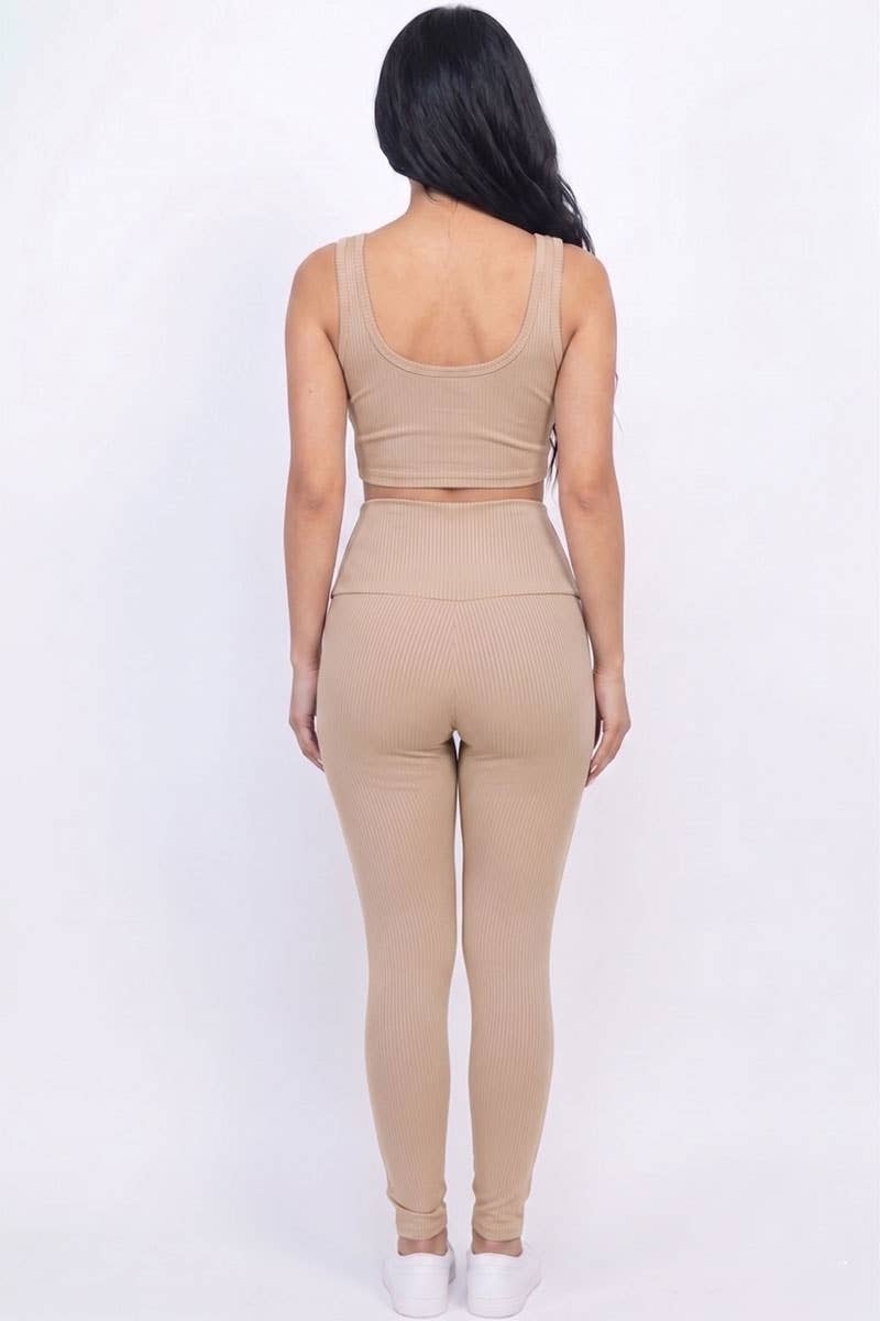 Ribbed Crop Top & Leggings Set - Ember Boutique