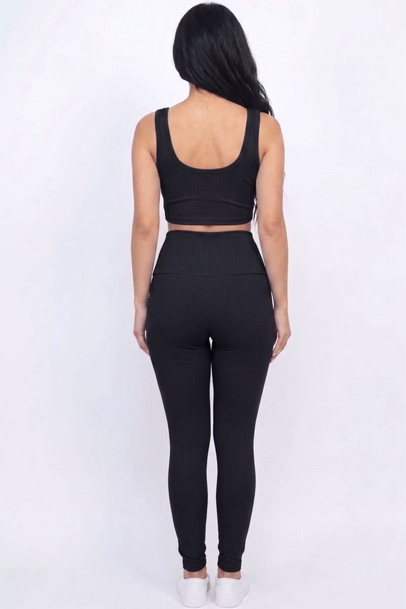 Ribbed Crop Top & Leggings Set - Ember Boutique