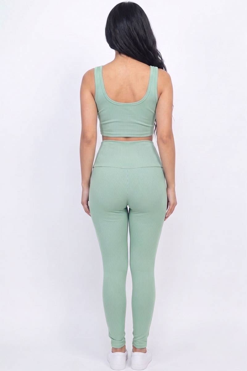 Ribbed Crop Top & Leggings Set - Ember Boutique