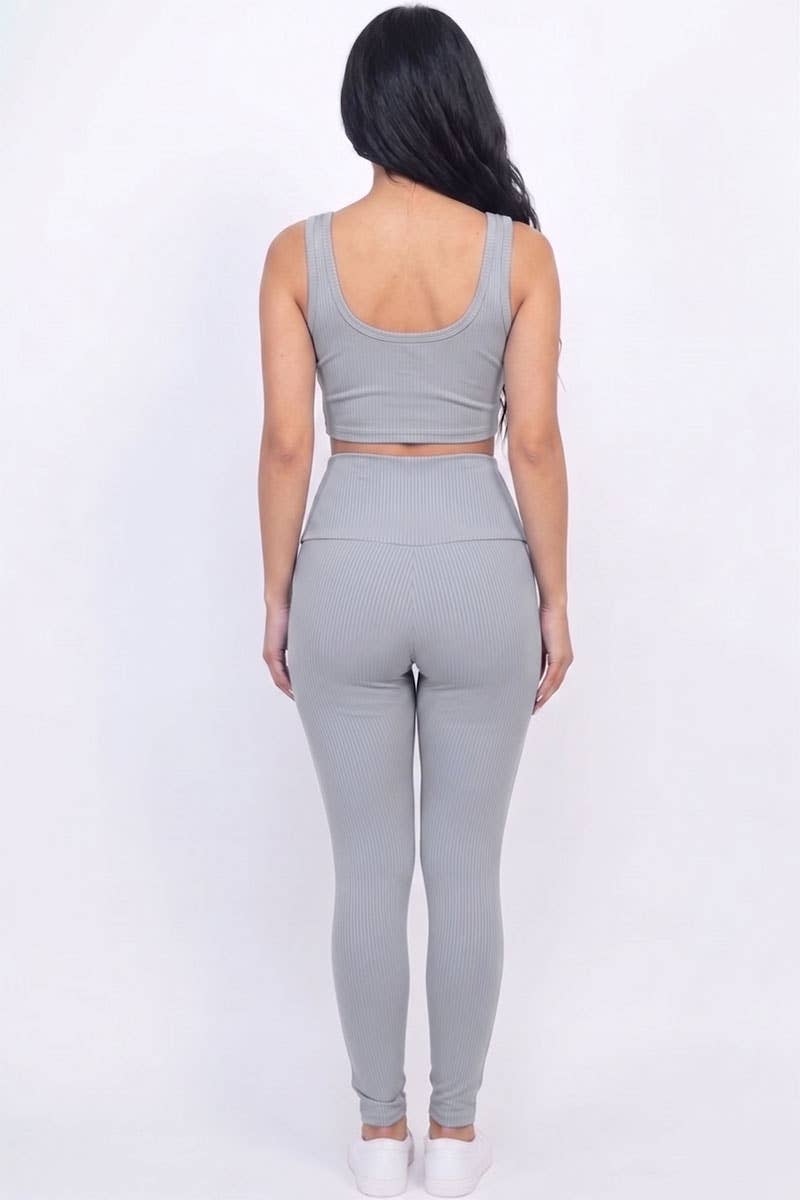 Ribbed Crop Top & Leggings Set - Ember Boutique