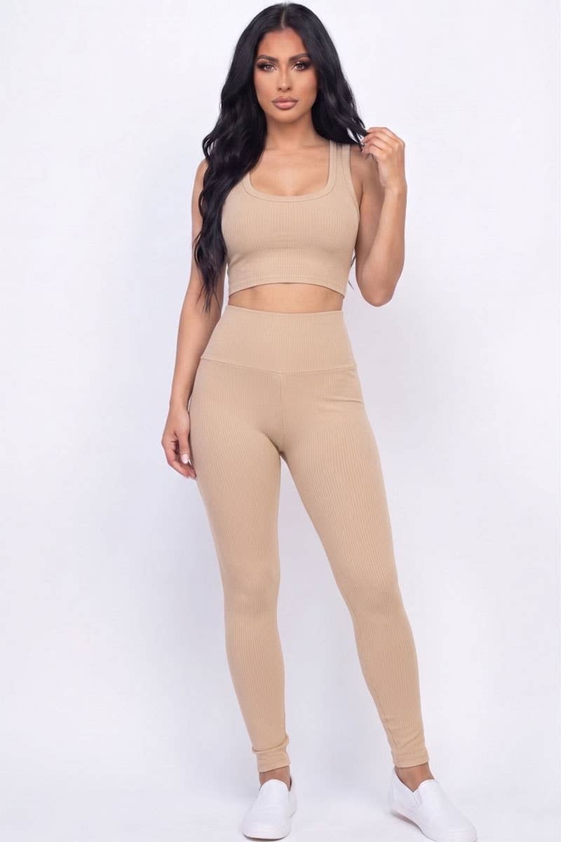 Ribbed Crop Top & Leggings Set - Ember Boutique