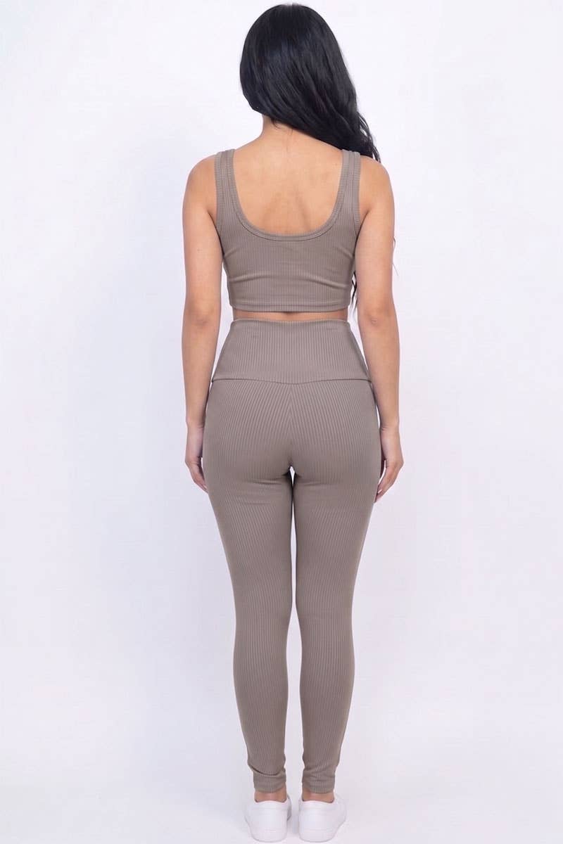 Ribbed Crop Top & Leggings Set - Ember Boutique