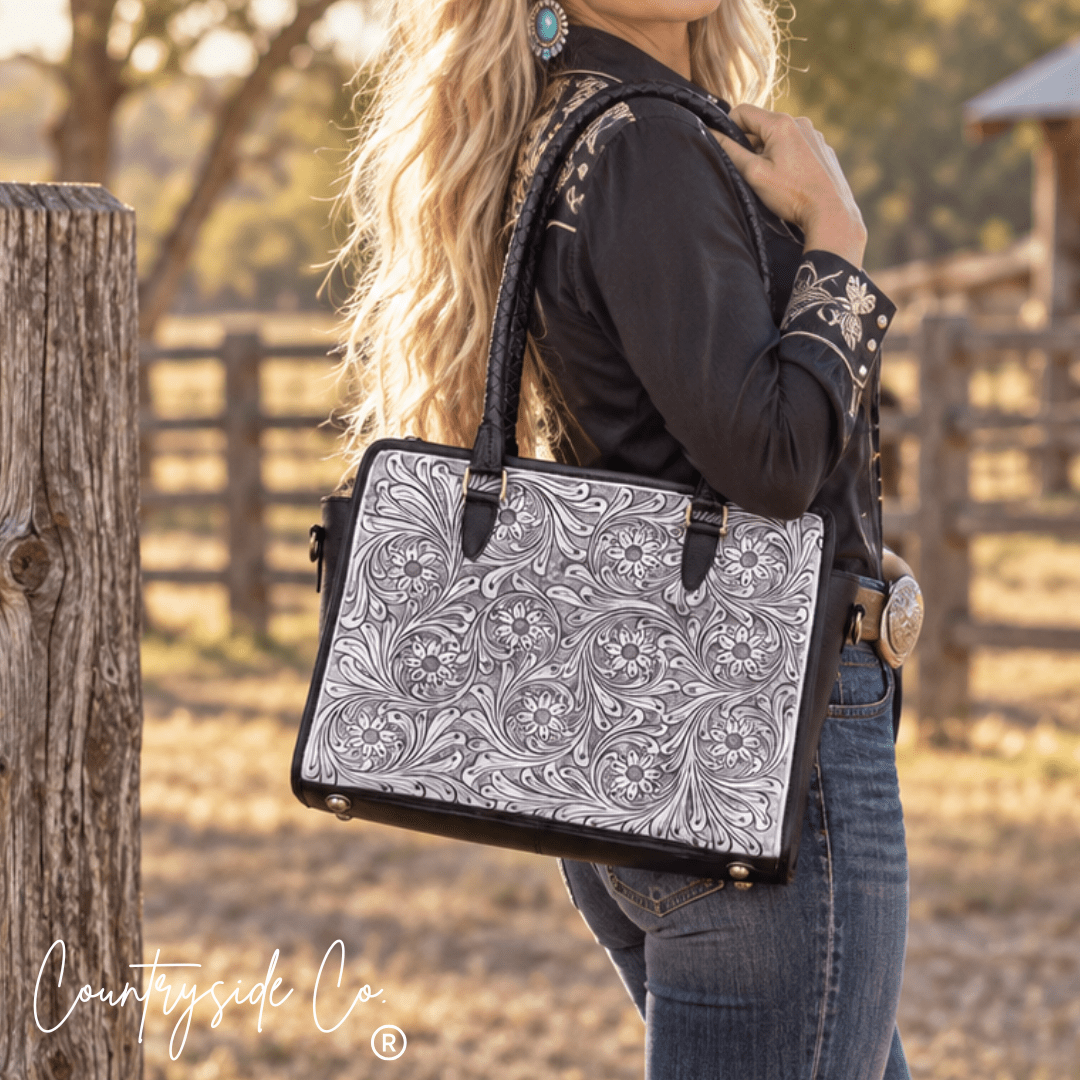 Sterling Ranch Tooled Leather Purse - Ember Boutique
