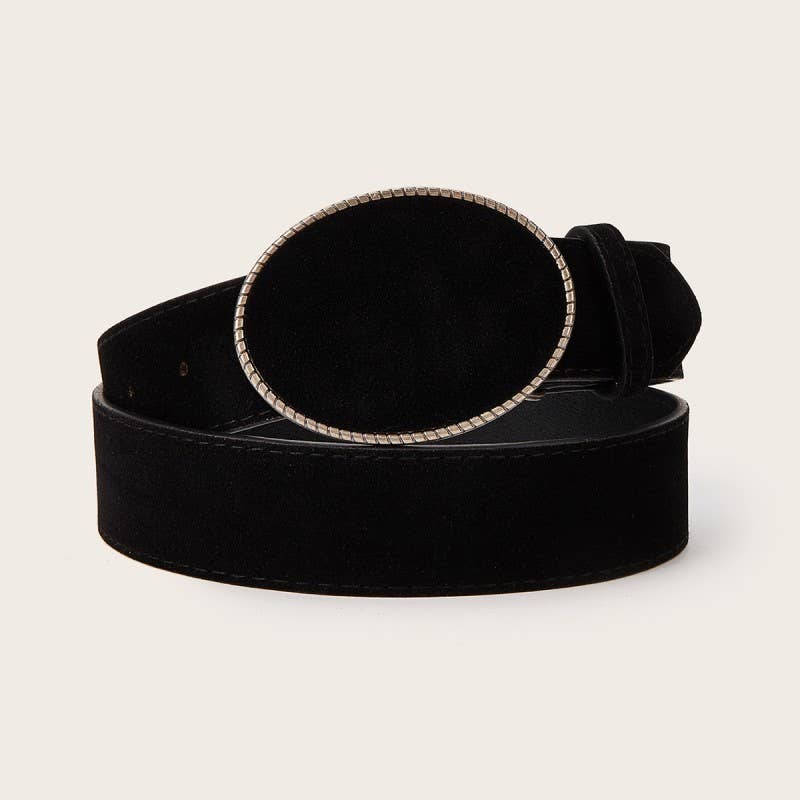 Western Oval Buckle Faux Leather & Leopard Belt | 40BT660 - Ember Boutique