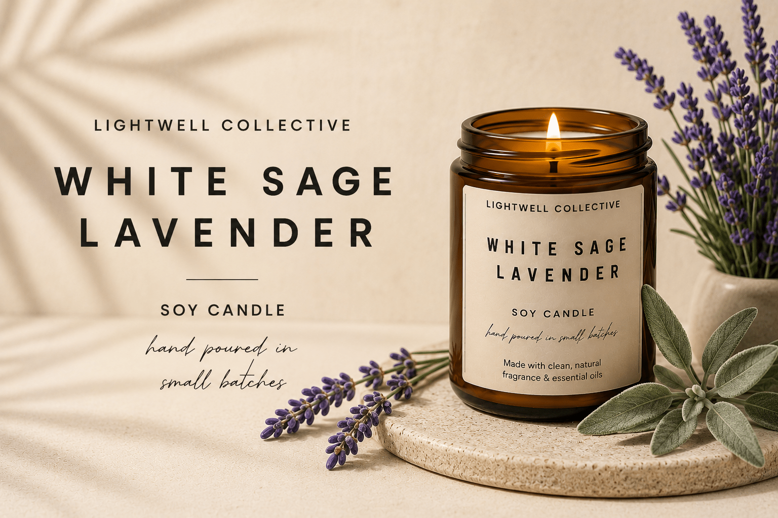 White Sage Lavender Candle - Lightwell Collective - Ember Boutique