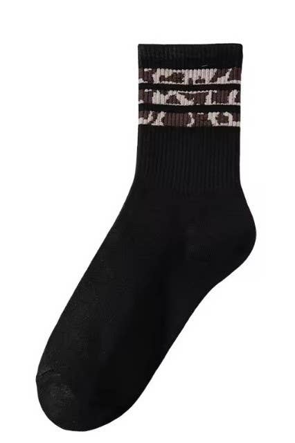 WOMAN ANIMAL LEOPARD HALF CREW THROWBACK SOCKS | 40S02071 - Ember Boutique