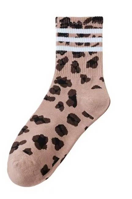 WOMAN ANIMAL LEOPARD HALF CREW THROWBACK SOCKS | 40S02071 - Ember Boutique