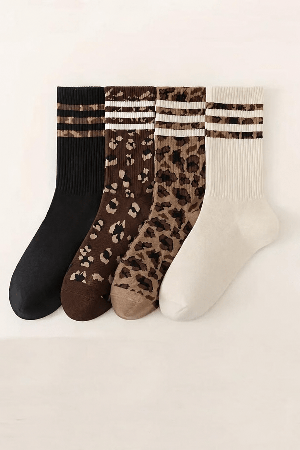 WOMAN ANIMAL LEOPARD HALF CREW THROWBACK SOCKS | 40S02071 - Ember Boutique