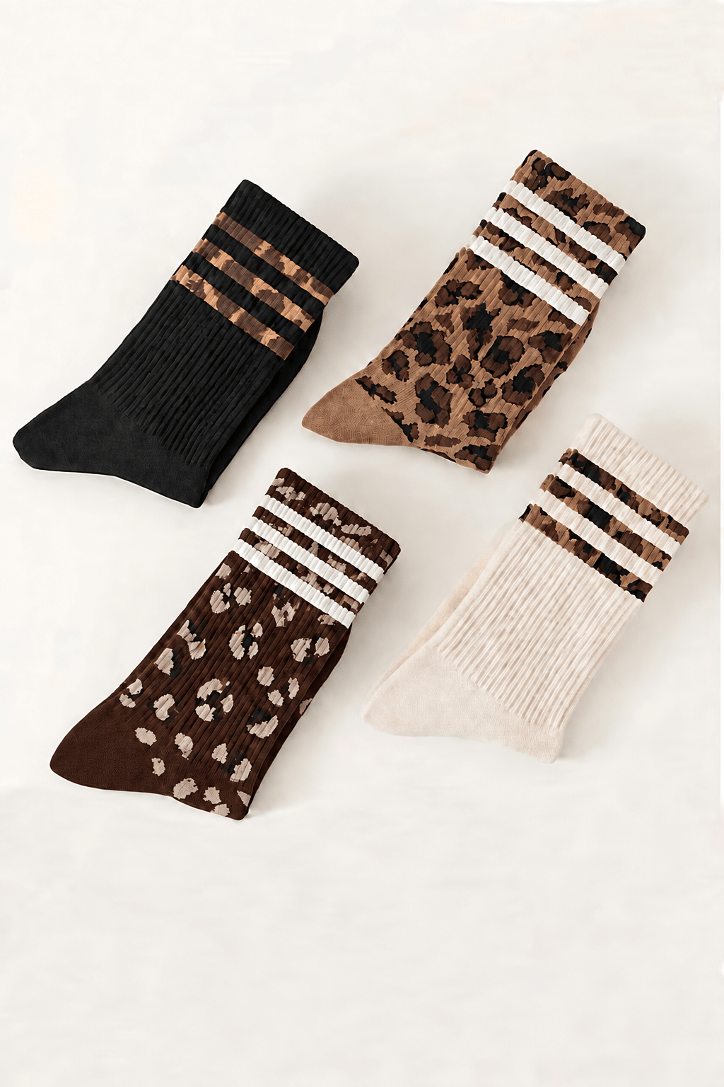 WOMAN ANIMAL LEOPARD HALF CREW THROWBACK SOCKS | 40S02071 - Ember Boutique