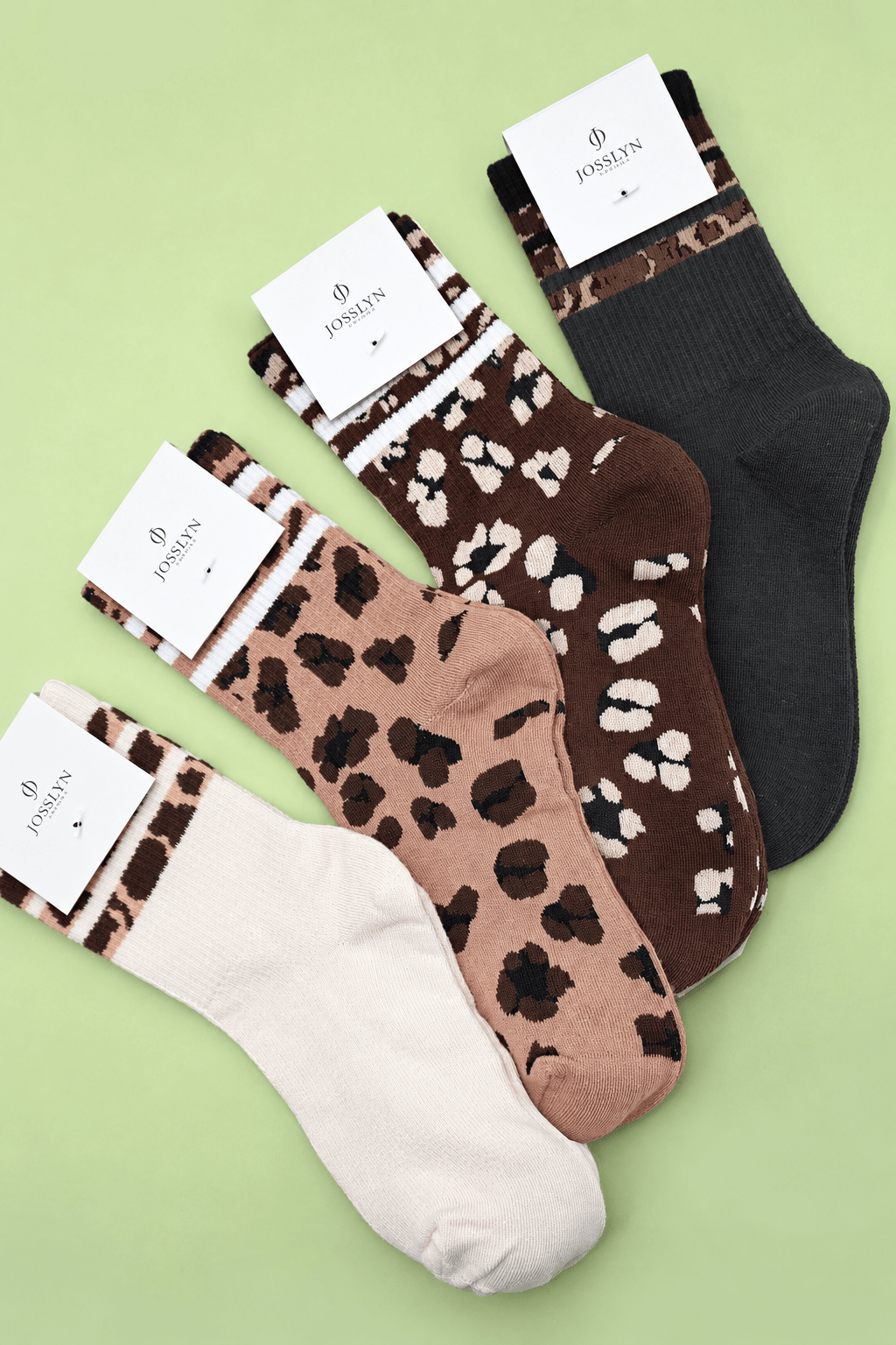 WOMAN ANIMAL LEOPARD HALF CREW THROWBACK SOCKS | 40S02071 - Ember Boutique